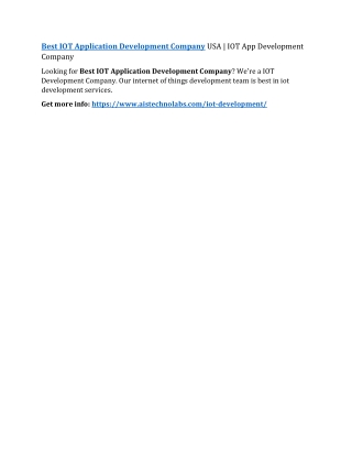Best IOT Application Development Company USA | IOT App Development Company