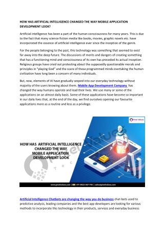 How Has Artificial Intelligence Changed The Way Mobile Application Development Look?
