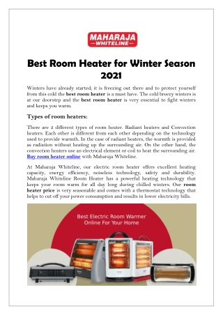 Best Room Heater for Winter Season 2021