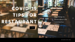 Covid 19 Tips For Restaurant
