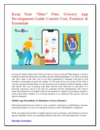 Keep Your “Dine” Fine: Grocery App Development Guide Consist Cost, Features & Essentials