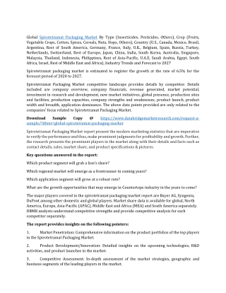 Spirotetramat Packaging Market Demands, Analysis, Size, Trends, Revenue by 2027