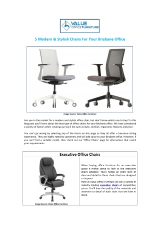 5 Modern & Stylish Chairs For Your Brisbane Office