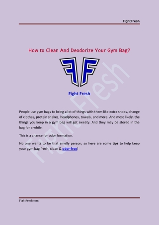 How to Clean And Deodorize Your Gym Bag? | FightFresh