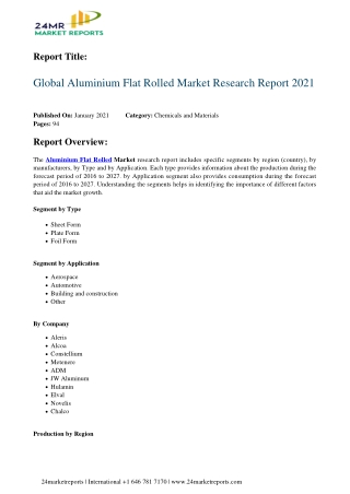 Aluminium Flat Rolled Market Research Report 2021