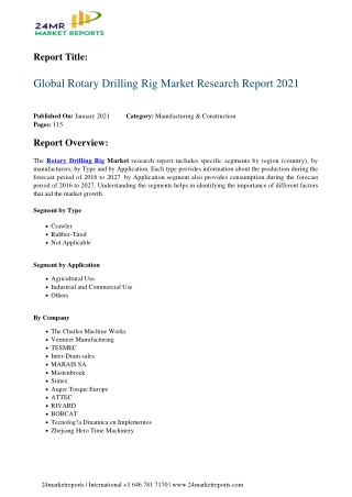 Rotary Drilling Rig Market Research Report 2021