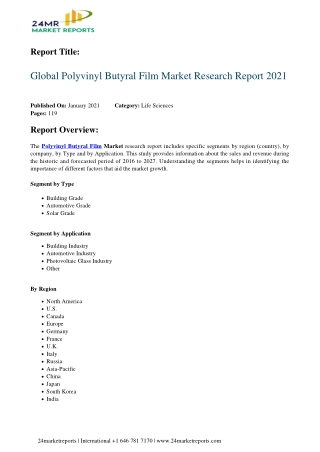 Polyvinyl Butyral Film Market Research Report 2021