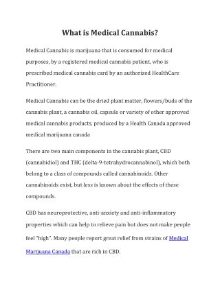 What is Medical Cannabis?