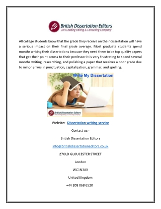 Best Dissertation Writing Service | British Dissertation Editors.co.uk