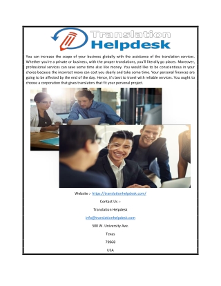 Best In-house Translation Department Usa | Translation Helpdesk