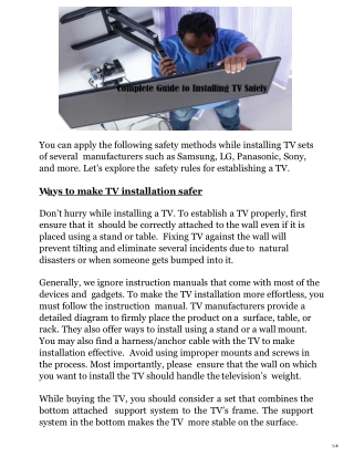 Complete Guide to Installing TV Safely