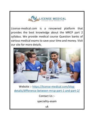 MRCP Part 2 Syllabus | License-medical.com