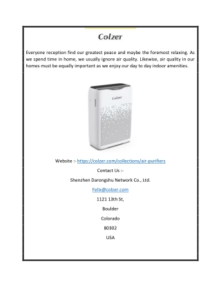 Air Purifier For Large Room USA | Colzer