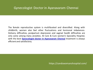 Best Gynecologist in Ayanavaram Chennai