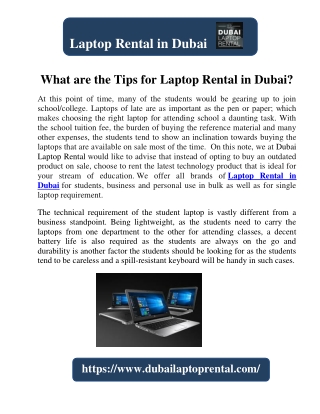 What are the Tips for Laptop Rental in Dubai?