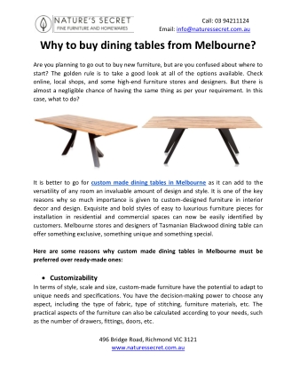 Why to buy dining tables from Melbourne?