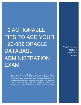 10 Actionable Tips to Ace Your 1Z0-082 Oracle Database Administration I Exam