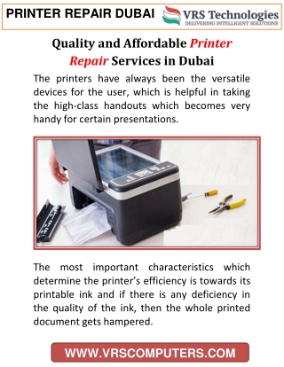 Quality and Affordable Printer Repair Services in Dubai