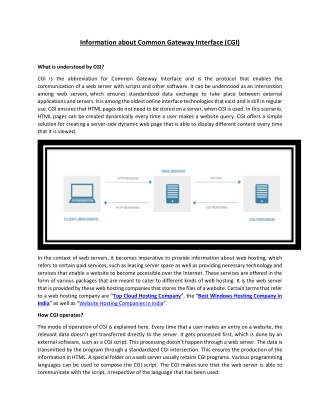 Information about Common Gateway Interface (CGI)