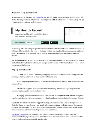 Perspective of My Health Record