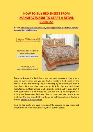 Buy Bedsheets From Manufacturers to Start Business