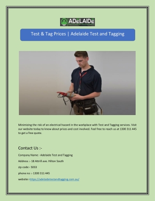 Test & Tag Prices | Adelaide Test and Tagging