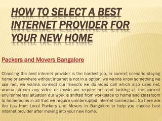 How To Select A Best Internet Provider For Your New Home