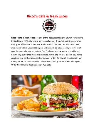 5% off - Ricco's Cafe & fresh juices Bar Blacktown, NSW