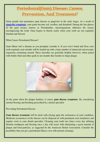 Periodontal(Gum) Disease: Causes, Prevention, And Treatment?