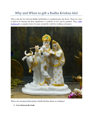 Why and When to gift a Radha Krishna Idol