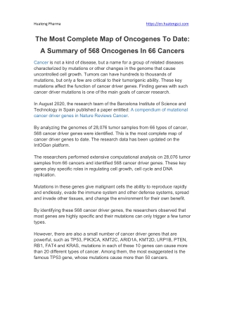 The Most Complete Map of Oncogenes To Date: A Summary of 568 Oncogenes In 66 Cancers