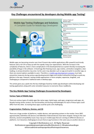 Key Challenges encountered by developers during Mobile app Testing!