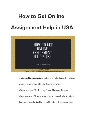 How to get online assignment services in USA