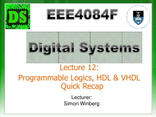 Lecture 12: Programmable Logics, HDL & VHDL Quick Recap
