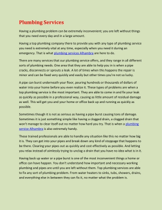 Plumbing Services