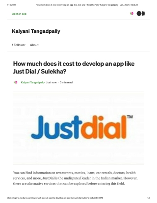 How much does it cost to develop an app like just dial/sulekha