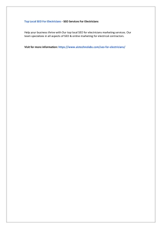 Top Local SEO For Electricians - SEO Services For Electricians