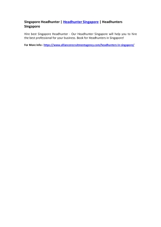 Singapore Headhunter | Headhunter Singapore | Headhunters Singapore