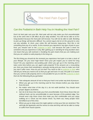 Can the Podiatrist in Bath Help You in Healing the Heel Pain?