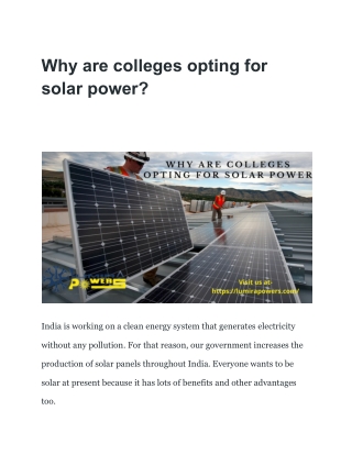 Why colleges are opting for solar power