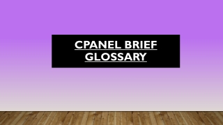 cPanel: Brief Glossary