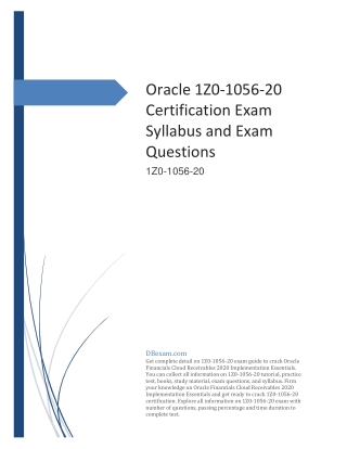 Oracle 1Z0-1056-20 Certification Exam Syllabus and Exam Questions