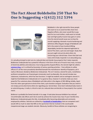 The Fact About Boldebolin 250 That No One Is Suggesting  1(412) 312 5394