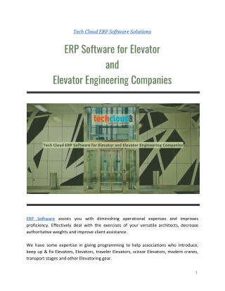 ERP Software for Elevator  and Elevator Engineering Companies