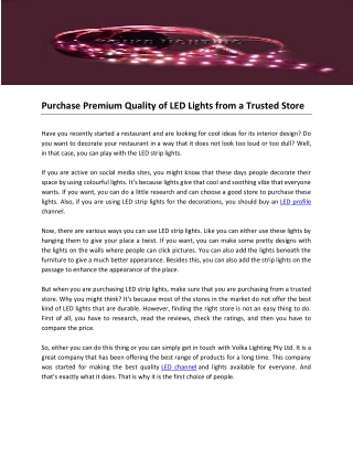 Purchase Premium Quality of LED Lights from a Trusted Store