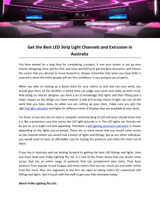 Get the Best LED Strip Light Channels and Extrusion in Australia