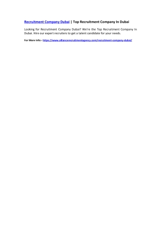 Recruitment Company Dubai | Top Recruitment Company In Dubai