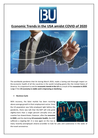 Economic Trends in the USA amidst COVID of 2020