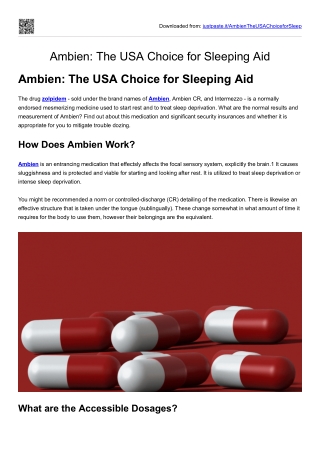 Ambien: The USA Choice for Sleeping Aid