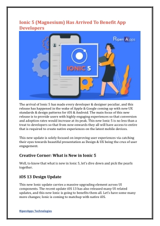 Ionic 5 (Magnesium) Has Arrived To Benefit App Developers